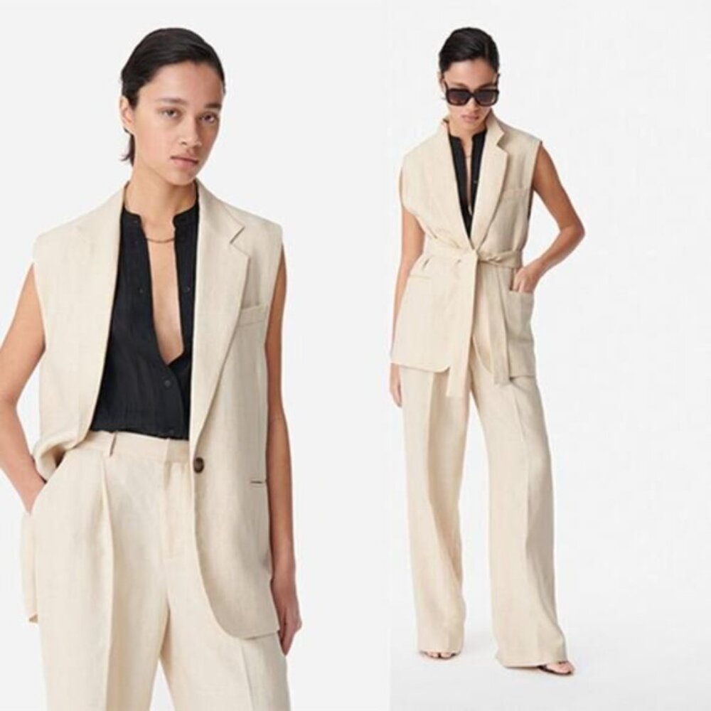 NEW Vanessa Bruno Christen Sleeveless One Chest Pocket Jacket Beige Size: 36 - Picture 8 of 8